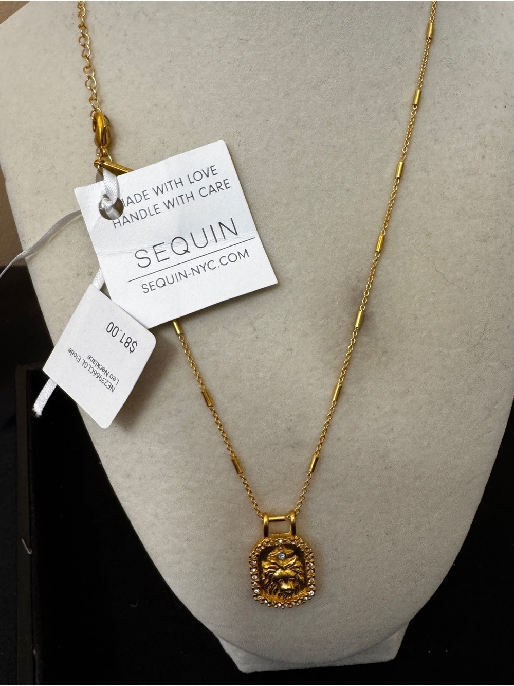 22k gold dipped Gold Lion Head Pendant Necklace